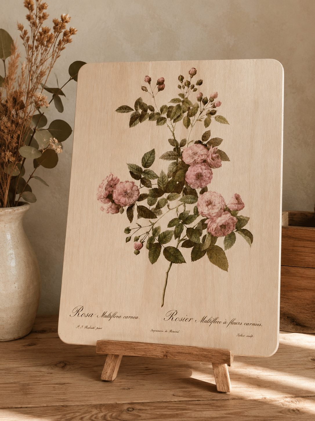 Tableau botanique gravé sur bois